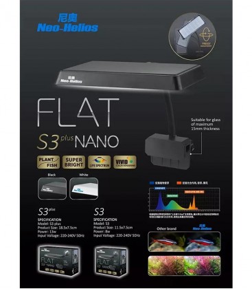 Aquanice Neo Helios Flat Nano S3 Light Black 8W 13W